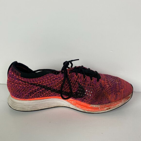 Nike Flyknit Racer Running Shoes Men's 8.5 Acai Berry Hyper Orange 526628 008 - Picture 10 of 16